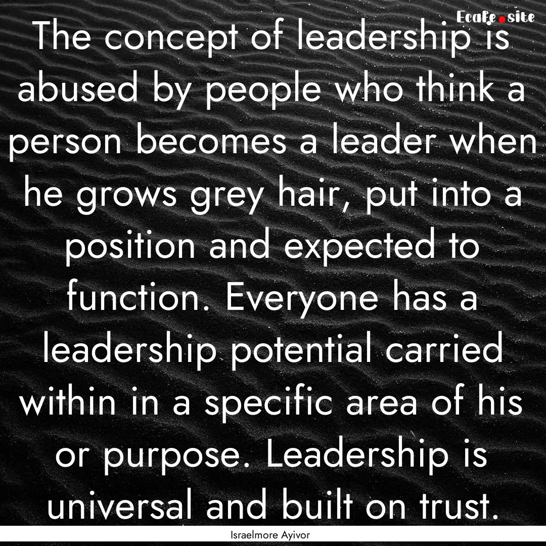 The concept of leadership is abused by people.... : Quote by Israelmore Ayivor