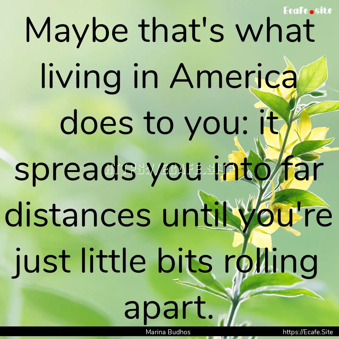 Maybe that's what living in America does.... : Quote by Marina Budhos