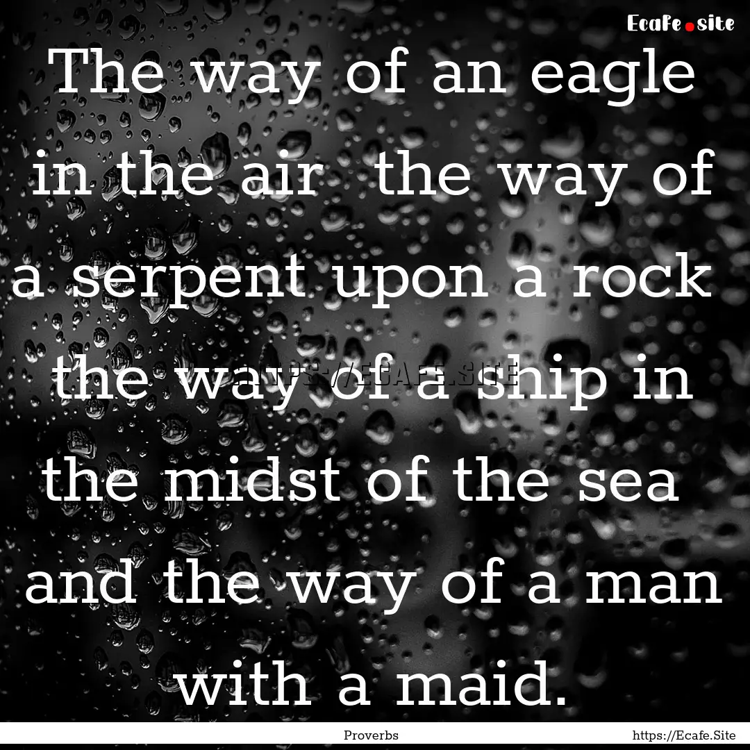 The way of an eagle in the air the way of.... : Quote by Proverbs