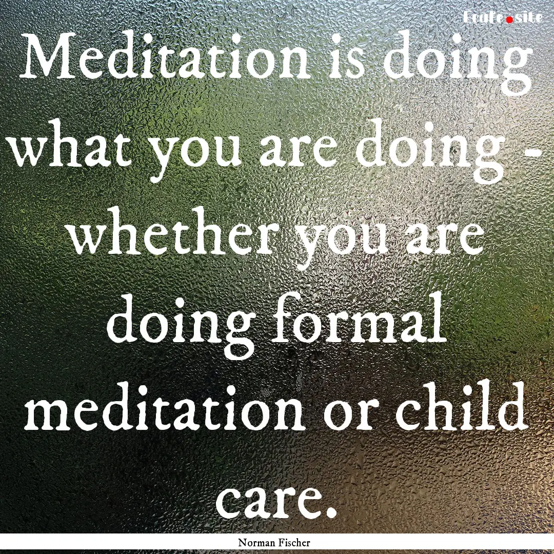 Meditation is doing what you are doing -.... : Quote by Norman Fischer