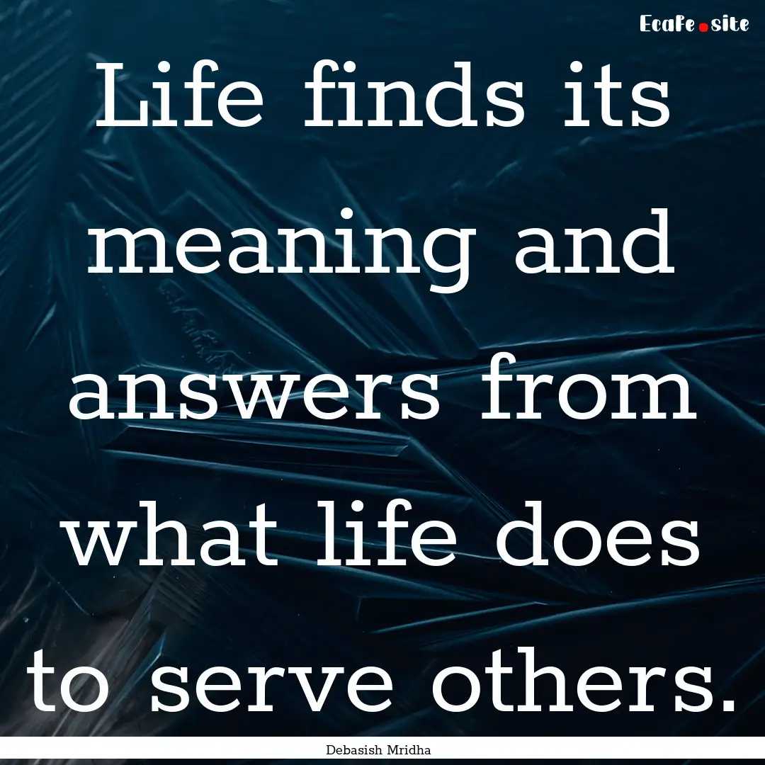 Life finds its meaning and answers from what.... : Quote by Debasish Mridha