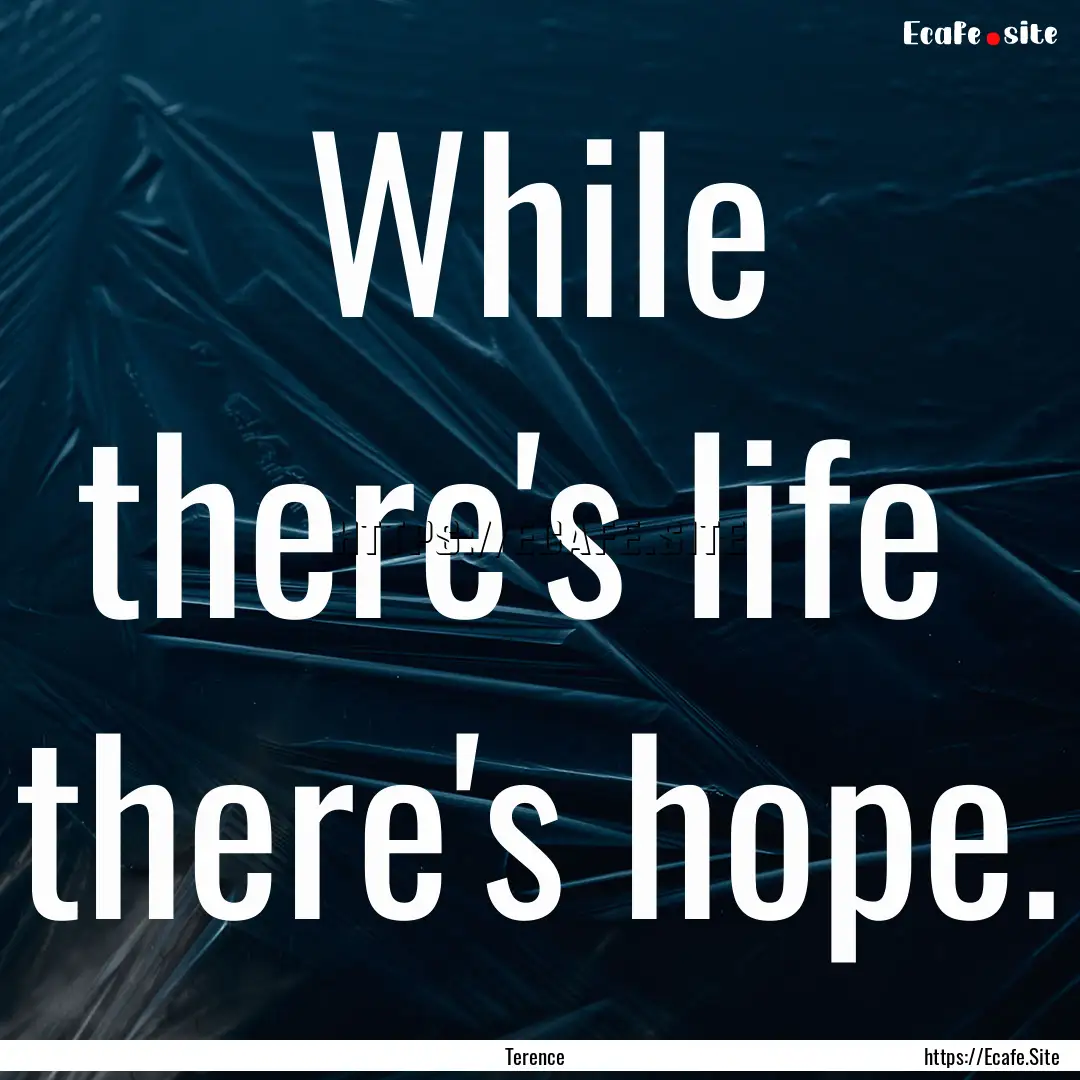 While there's life there's hope. : Quote by Terence