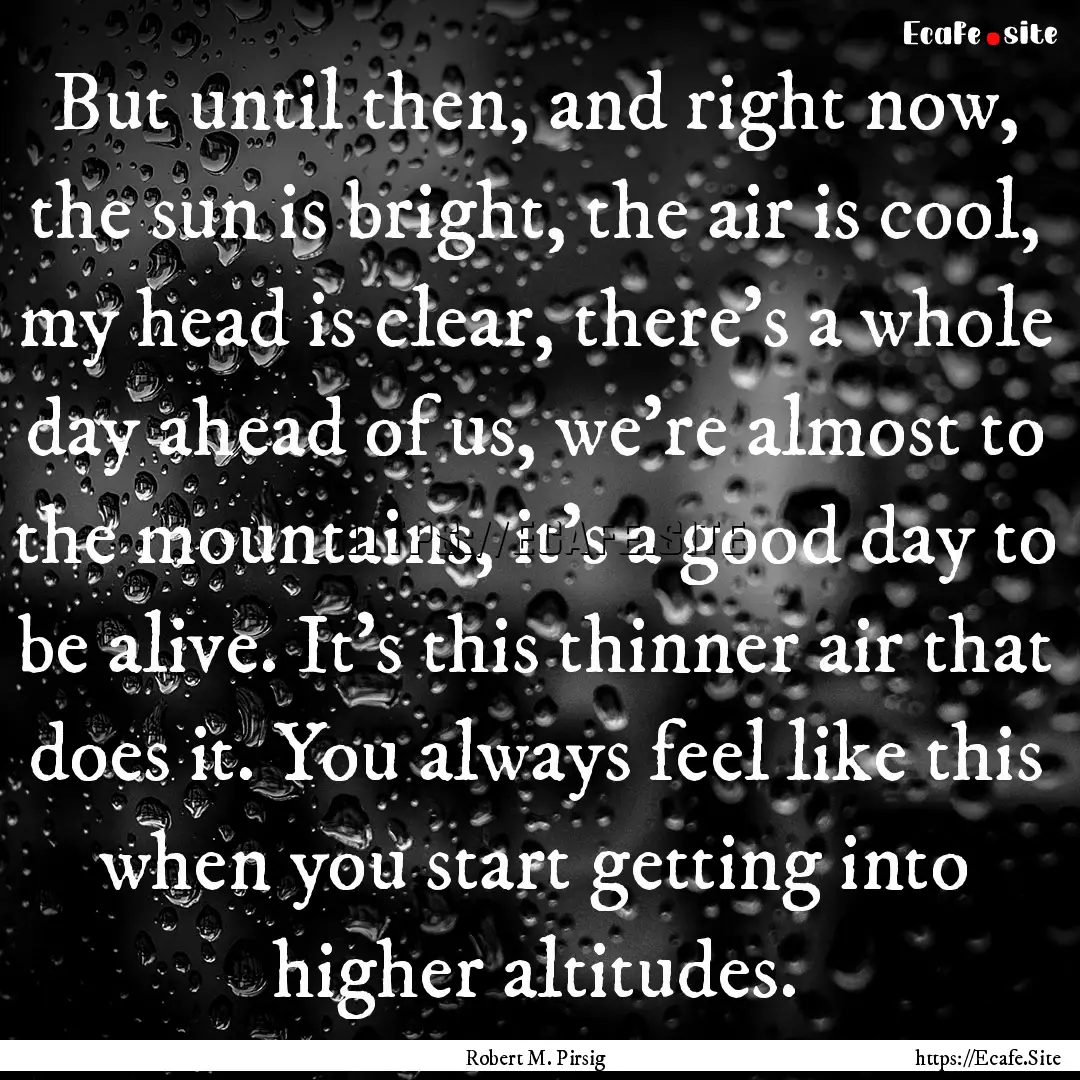 But until then, and right now, the sun is.... : Quote by Robert M. Pirsig