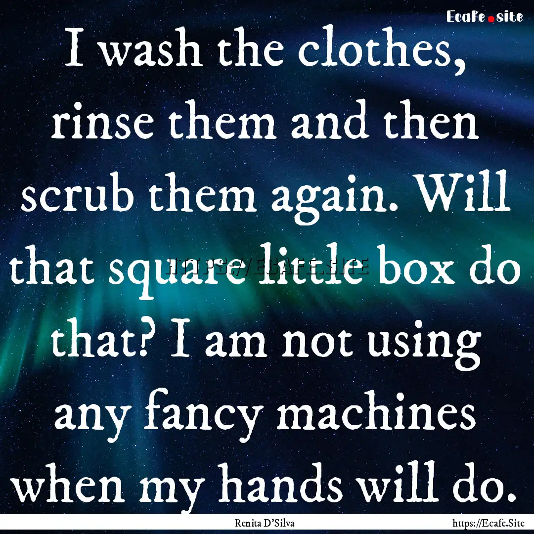 I wash the clothes, rinse them and then scrub.... : Quote by Renita D'Silva