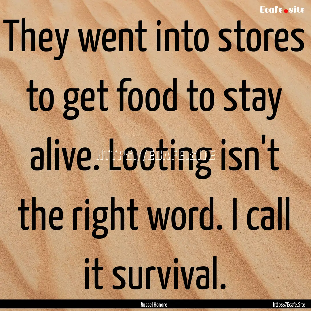 They went into stores to get food to stay.... : Quote by Russel Honore