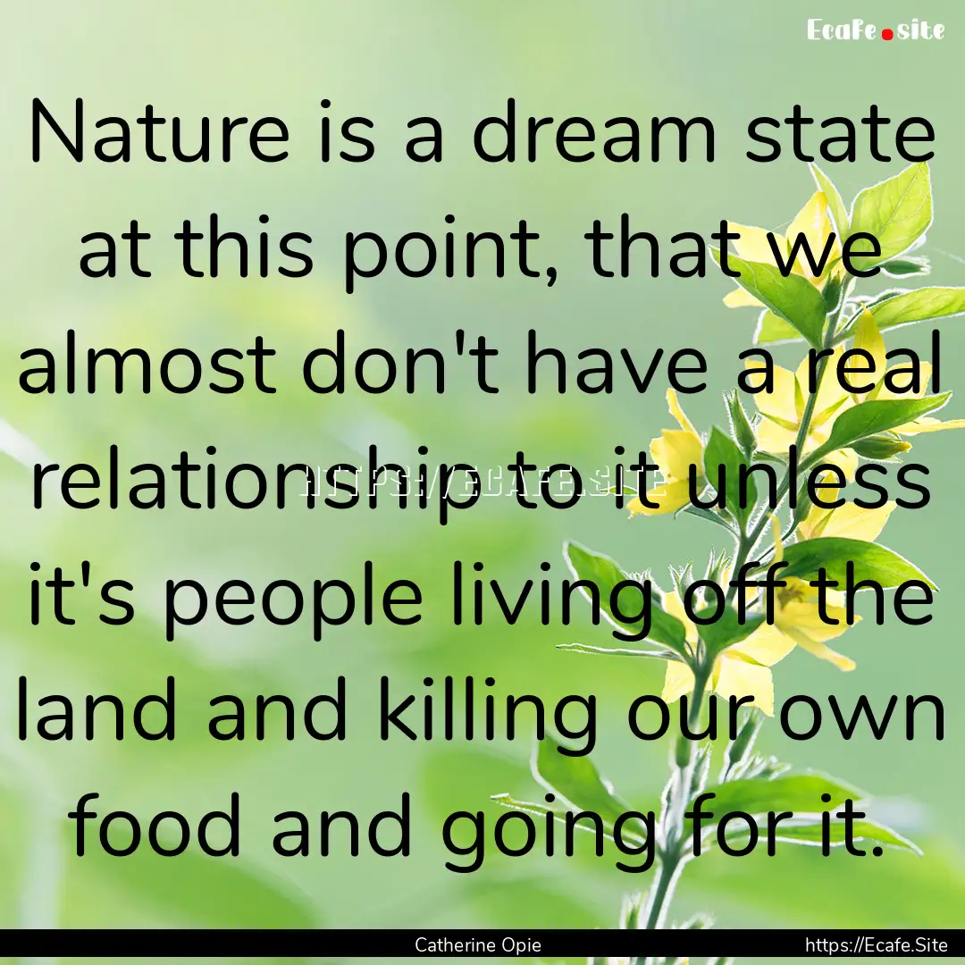 Nature is a dream state at this point, that.... : Quote by Catherine Opie