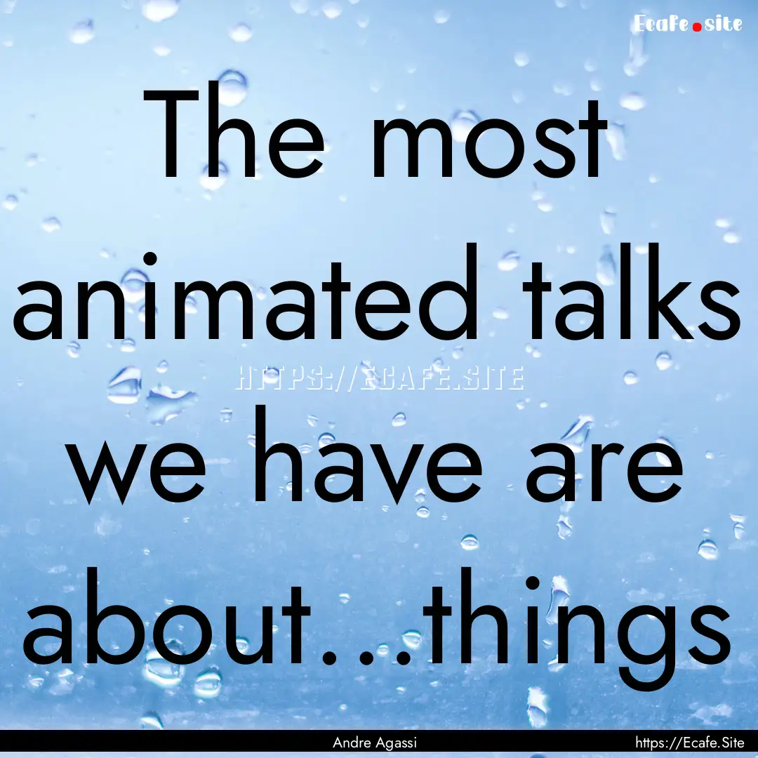 The most animated talks we have are about…things.... : Quote by Andre Agassi