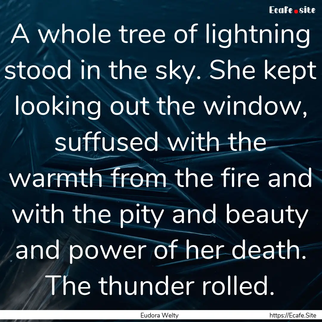 A whole tree of lightning stood in the sky..... : Quote by Eudora Welty