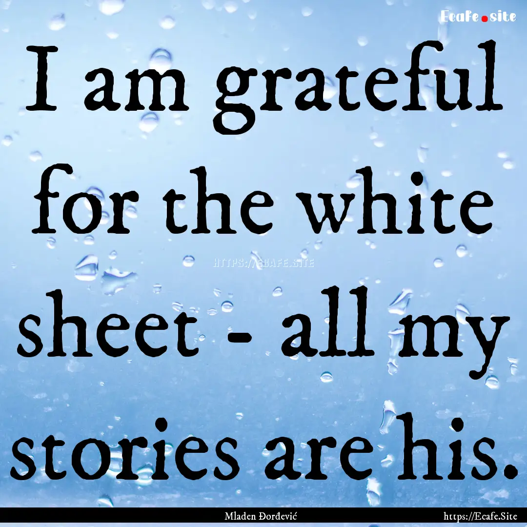 I am grateful for the white sheet - all my.... : Quote by Mladen Đorđević