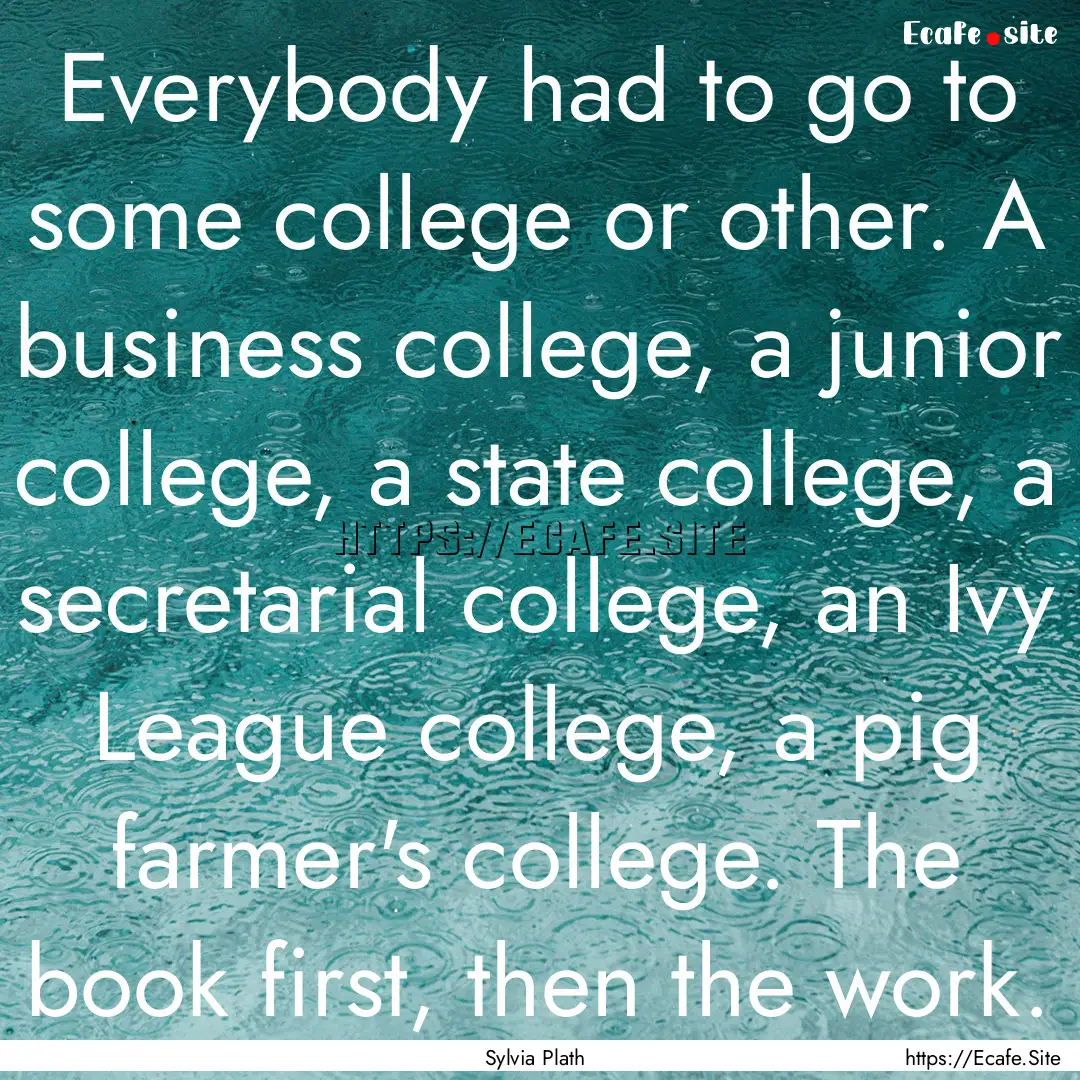 Everybody had to go to some college or other..... : Quote by Sylvia Plath