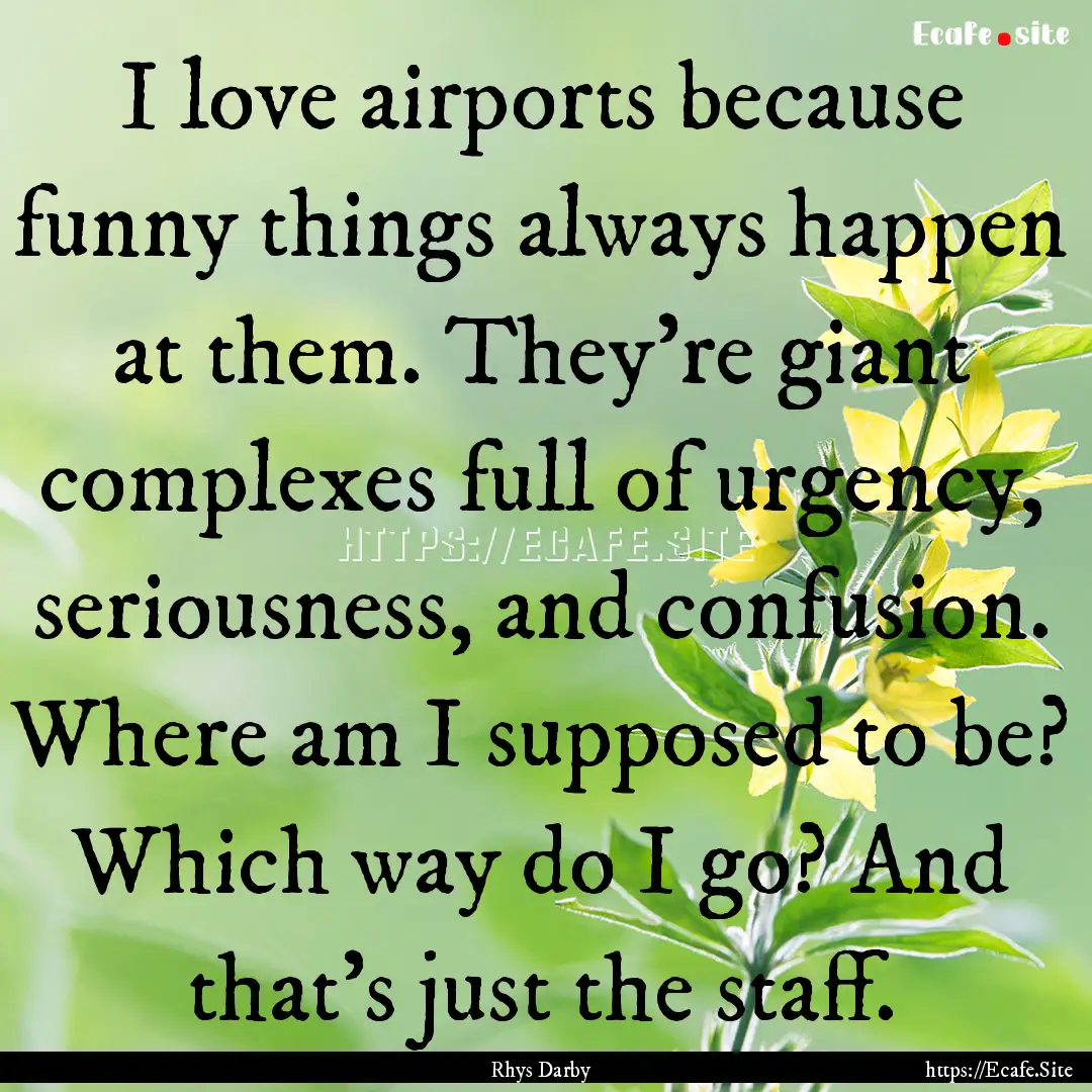 I love airports because funny things always.... : Quote by Rhys Darby