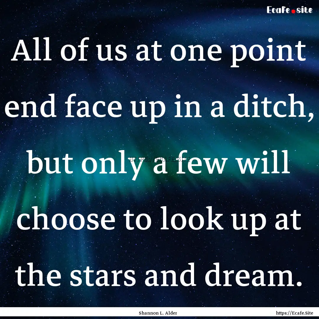 All of us at one point end face up in a ditch,.... : Quote by Shannon L. Alder