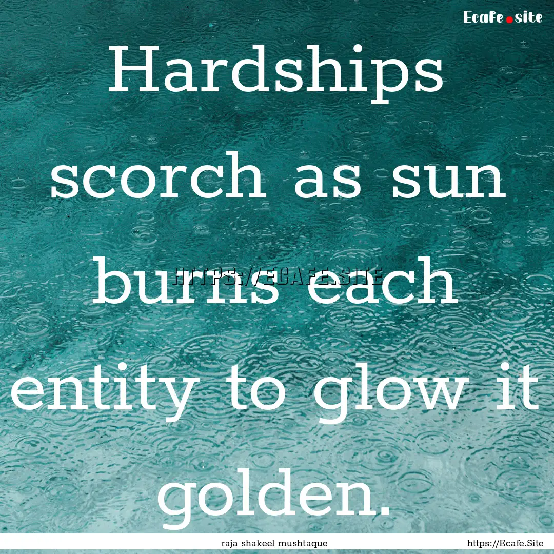 Hardships scorch as sun burns each entity.... : Quote by raja shakeel mushtaque