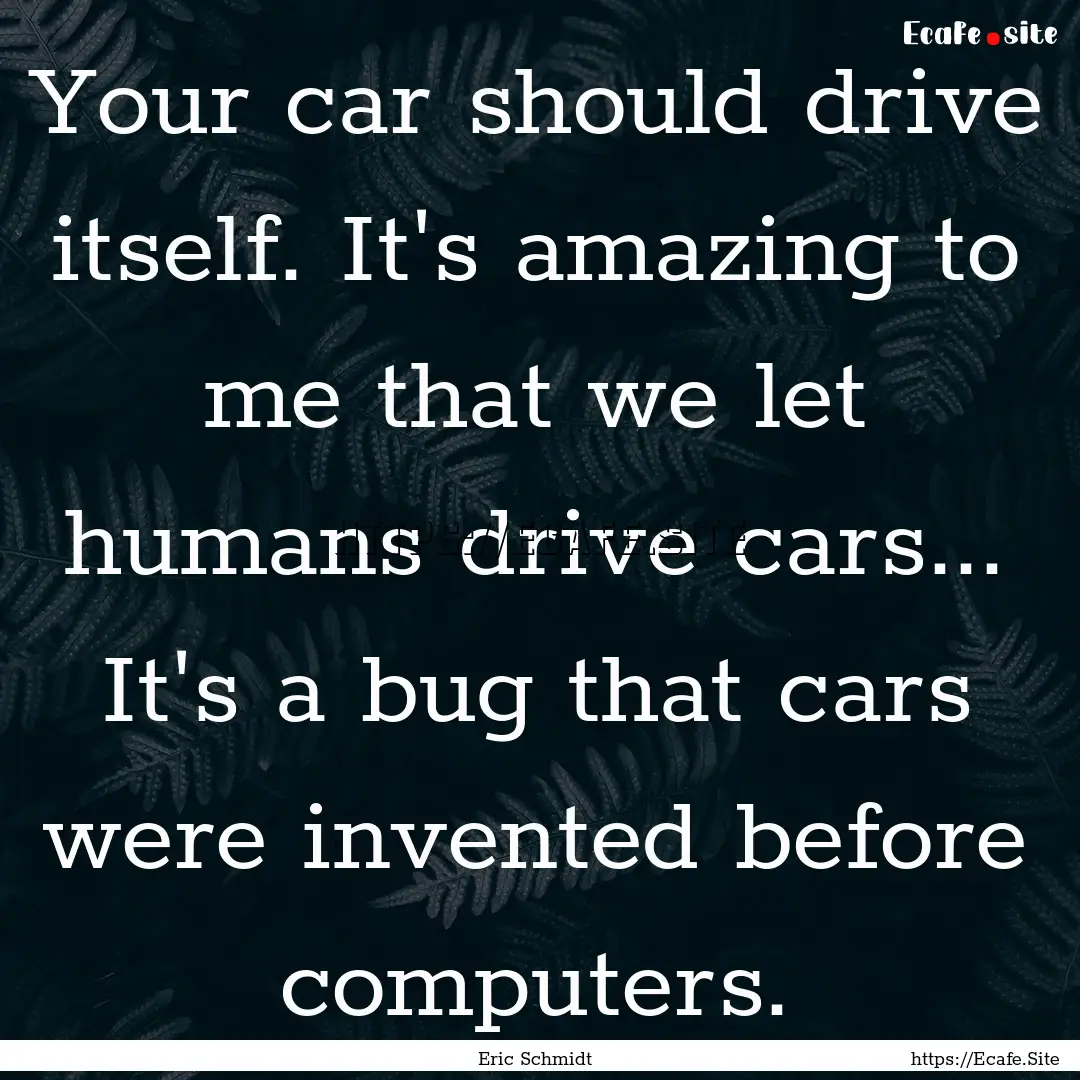 Your car should drive itself. It's amazing.... : Quote by Eric Schmidt