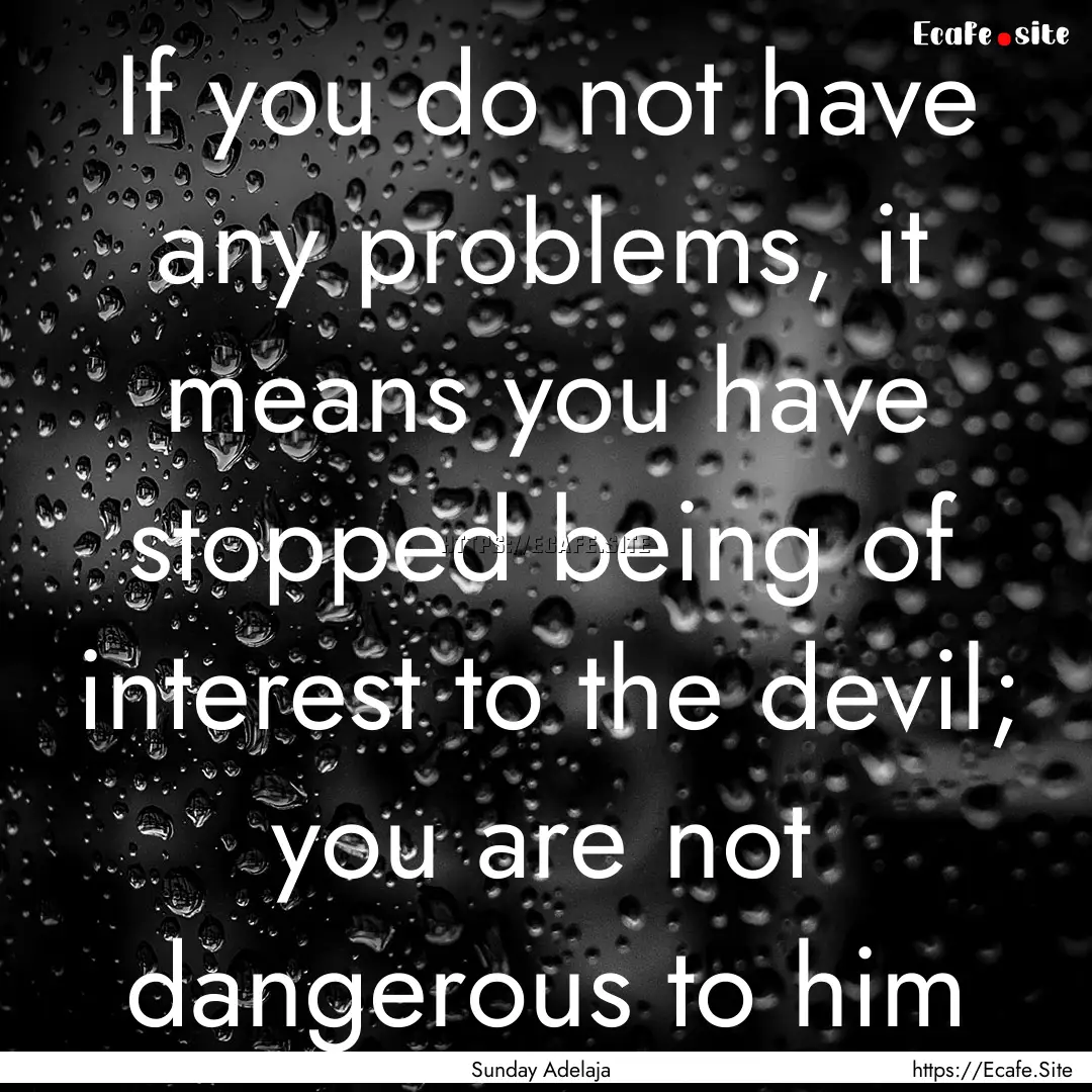 If you do not have any problems, it means.... : Quote by Sunday Adelaja