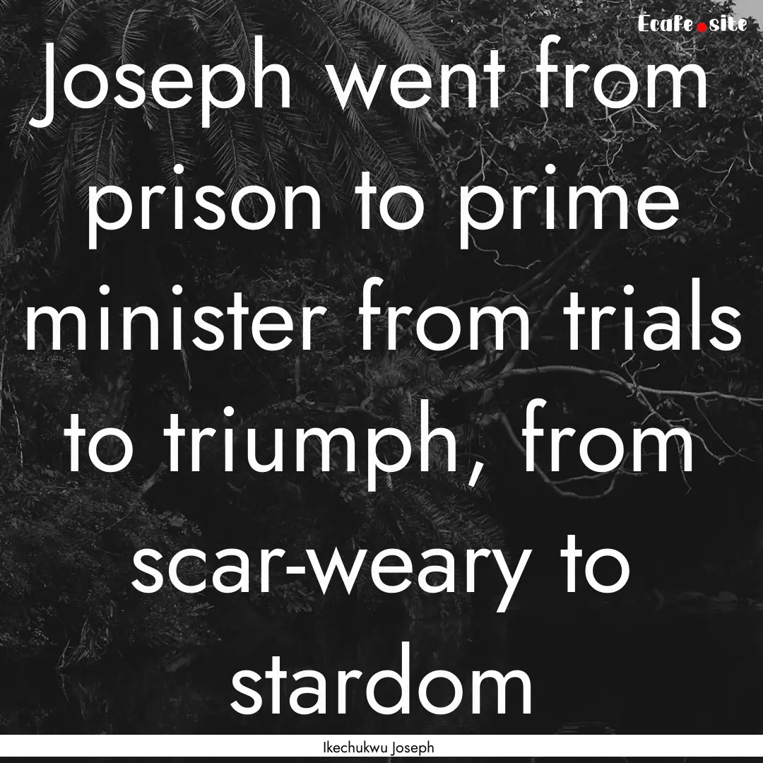 Joseph went from prison to prime minister.... : Quote by Ikechukwu Joseph