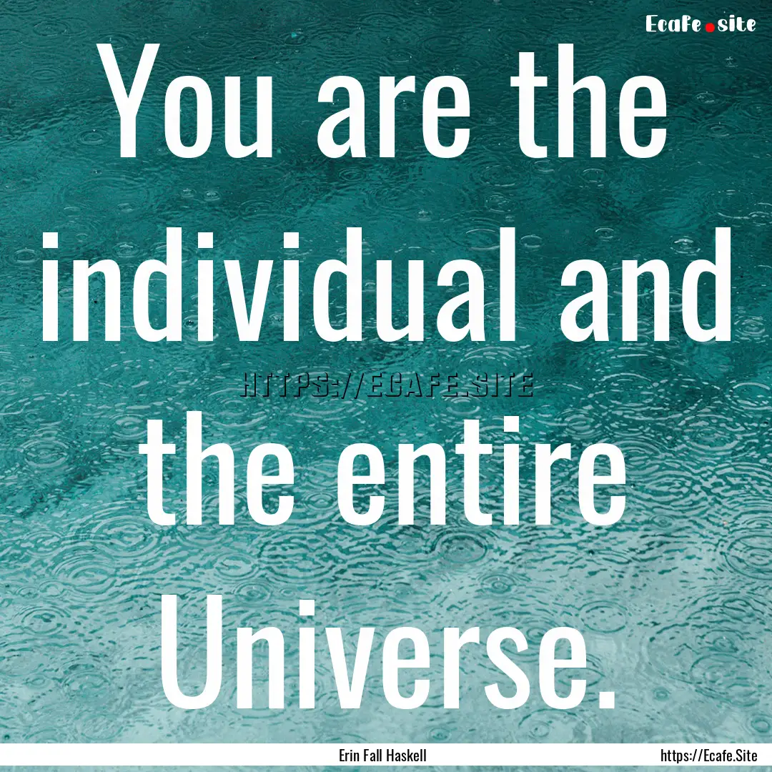 You are the individual and the entire Universe..... : Quote by Erin Fall Haskell