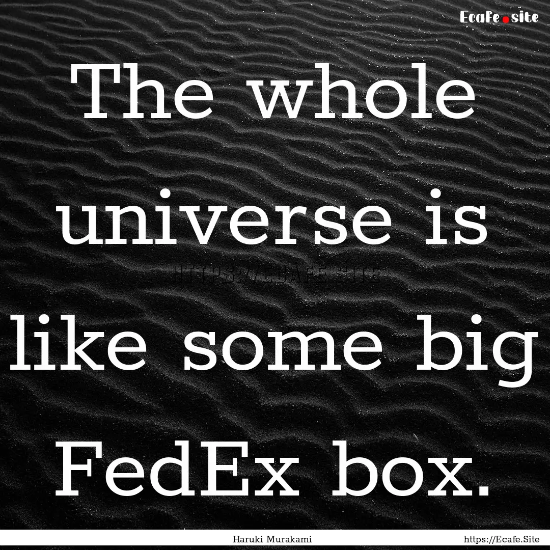 The whole universe is like some big FedEx.... : Quote by Haruki Murakami