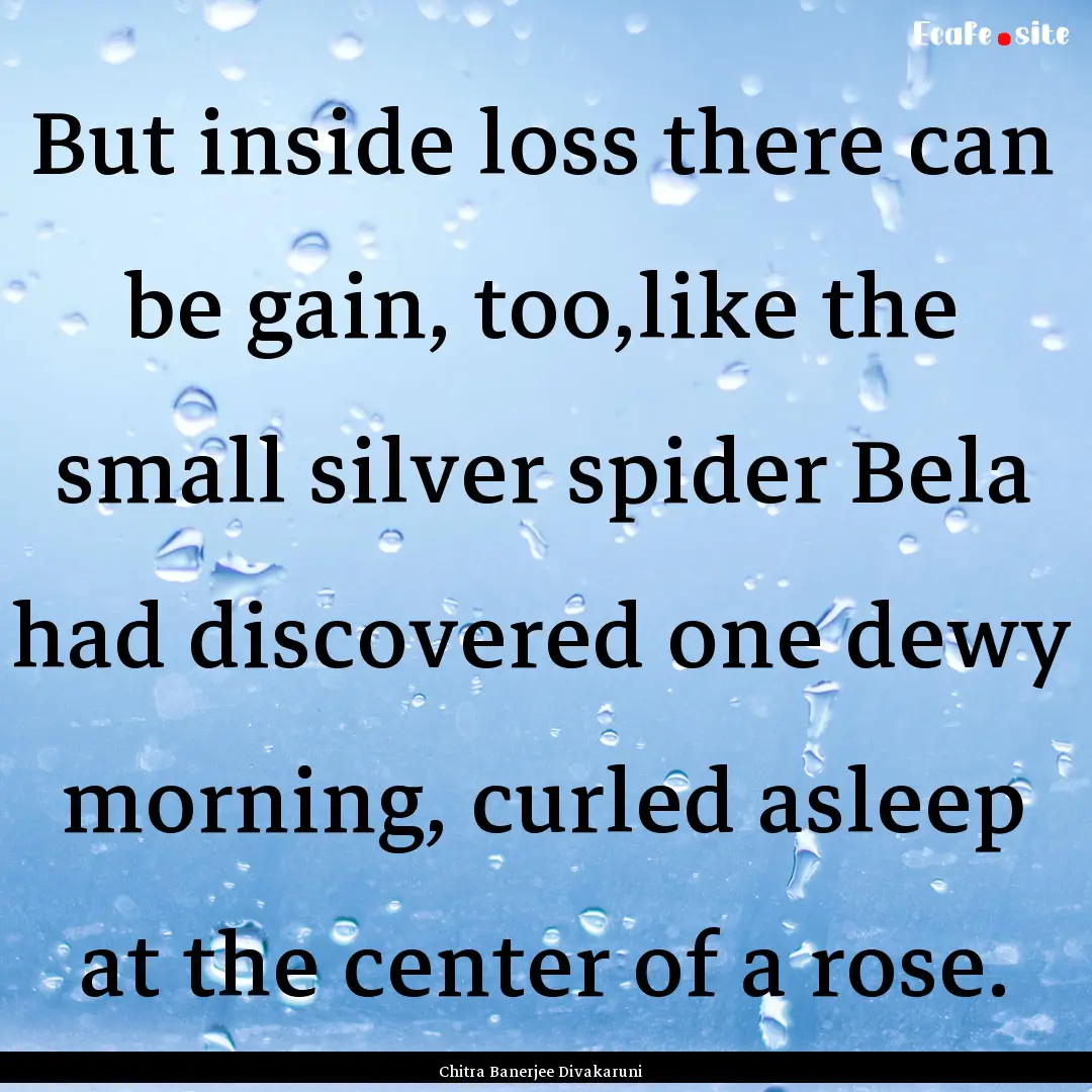 But inside loss there can be gain, too,like.... : Quote by Chitra Banerjee Divakaruni