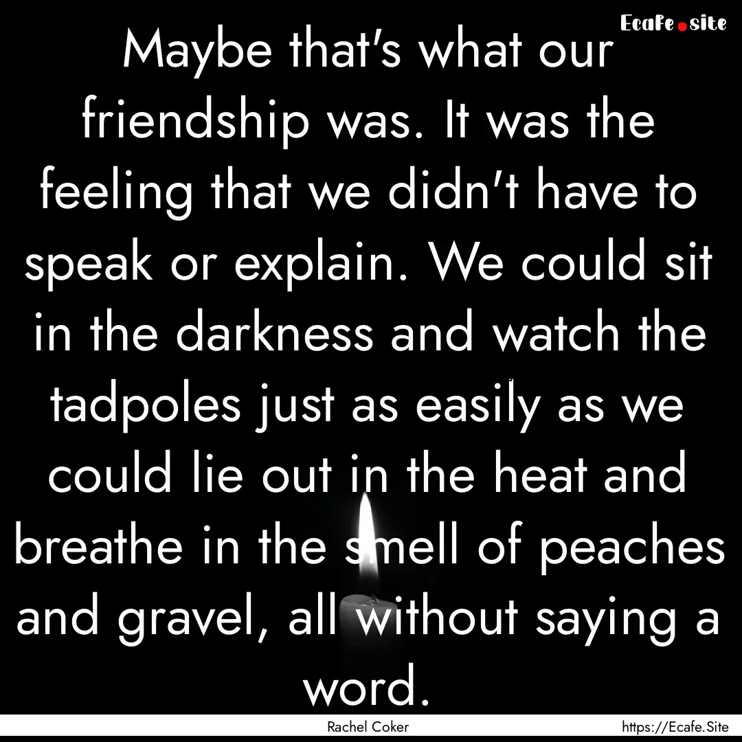 Maybe that's what our friendship was. It.... : Quote by Rachel Coker