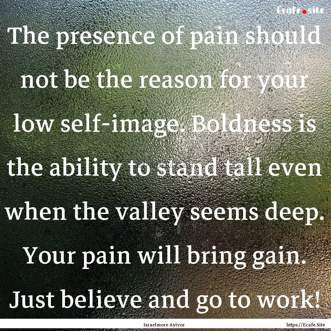 The presence of pain should not be the reason.... : Quote by Israelmore Ayivor