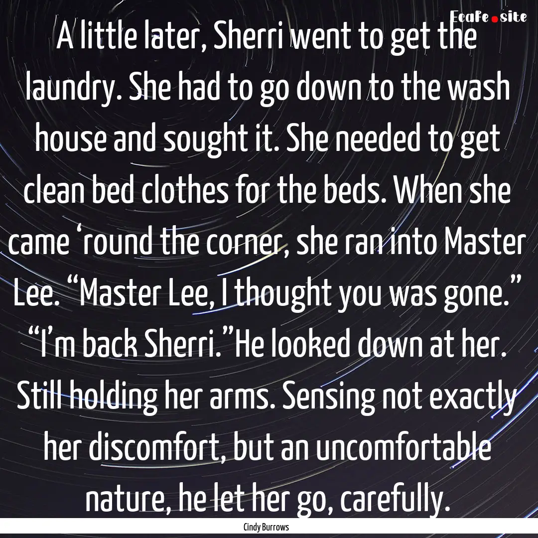 A little later, Sherri went to get the laundry..... : Quote by Cindy Burrows