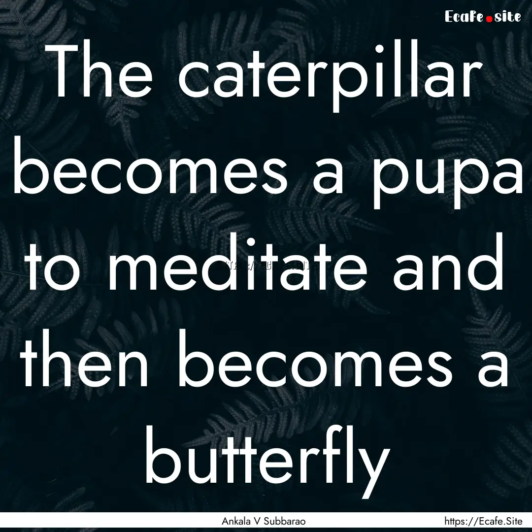 The caterpillar becomes a pupa to meditate.... : Quote by Ankala V Subbarao