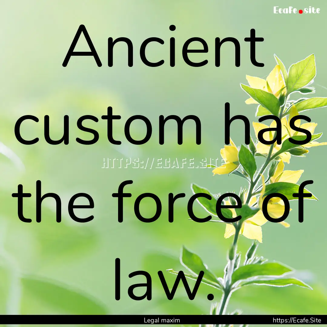 Ancient custom has the force of law. : Quote by Legal maxim