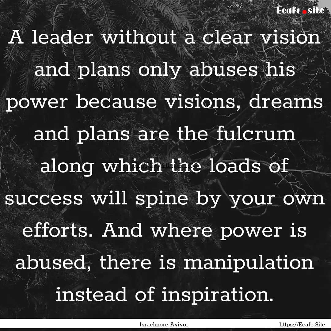 A leader without a clear vision and plans.... : Quote by Israelmore Ayivor