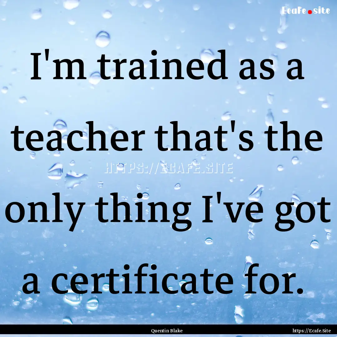 I'm trained as a teacher that's the only.... : Quote by Quentin Blake