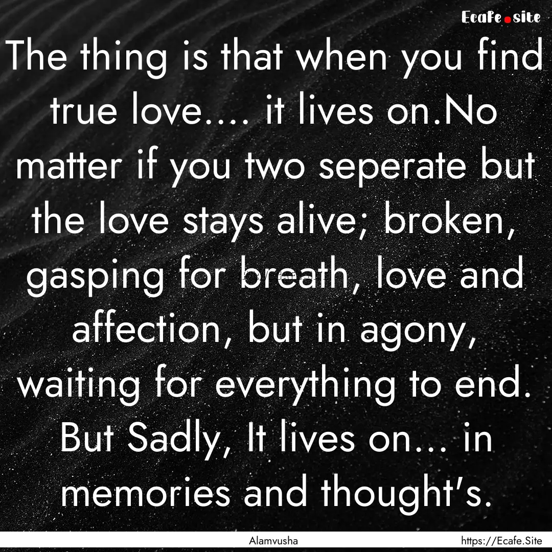 The thing is that when you find true love........ : Quote by Alamvusha