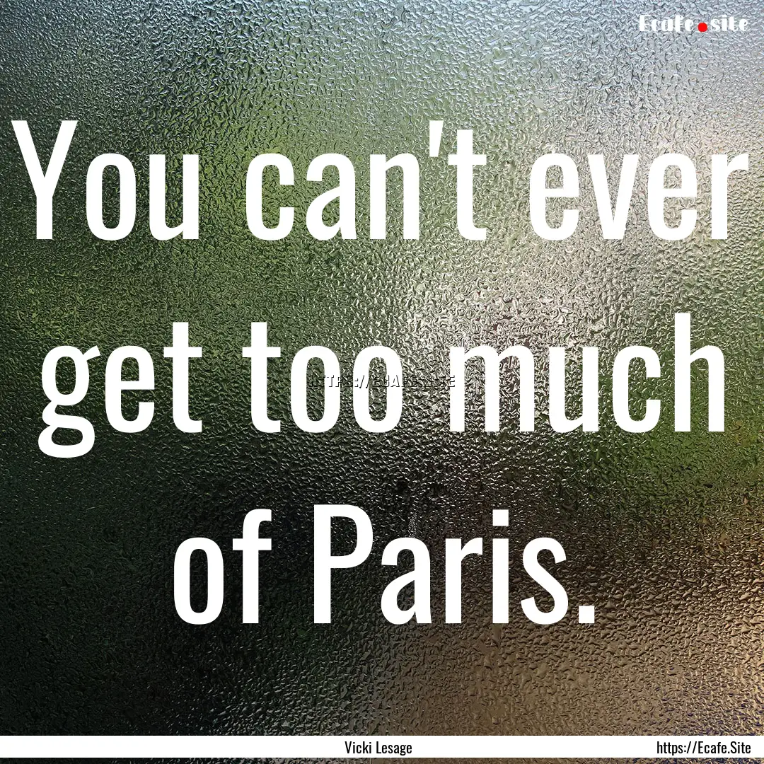 You can't ever get too much of Paris. : Quote by Vicki Lesage