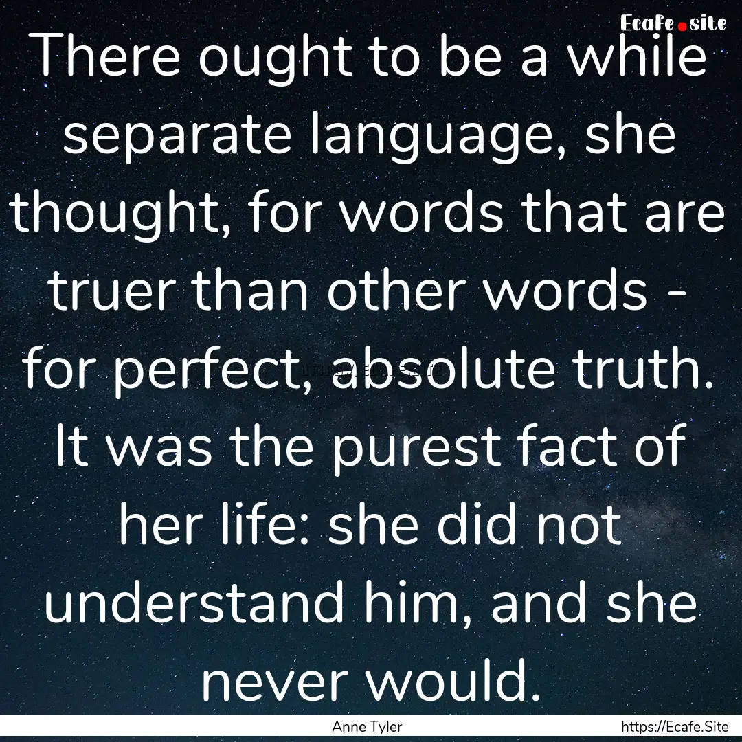 There ought to be a while separate language,.... : Quote by Anne Tyler