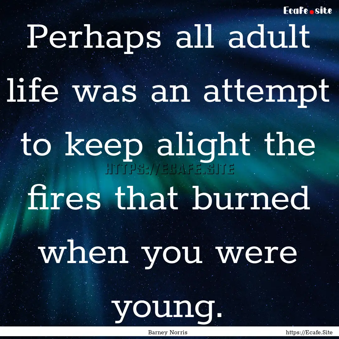 Perhaps all adult life was an attempt to.... : Quote by Barney Norris