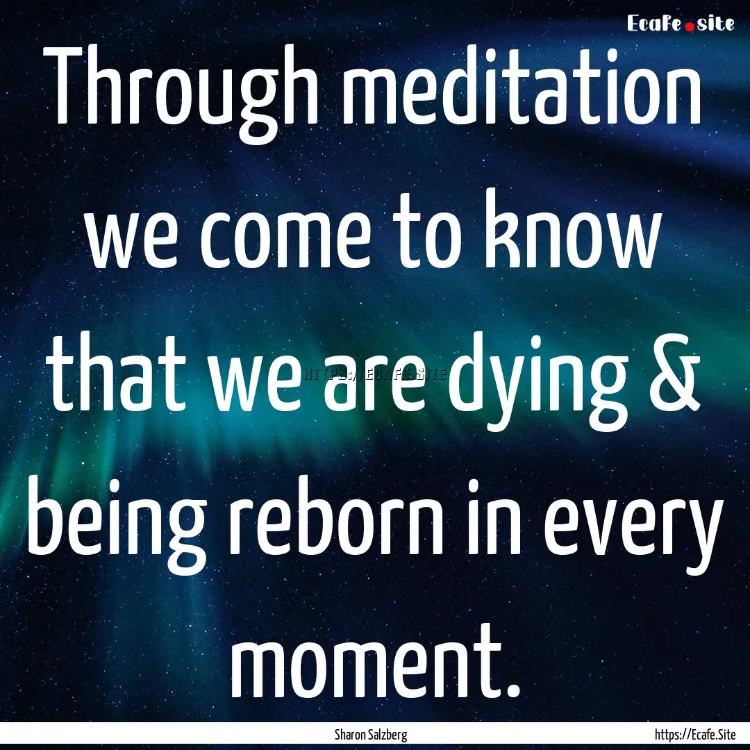 Through meditation we come to know that we.... : Quote by Sharon Salzberg