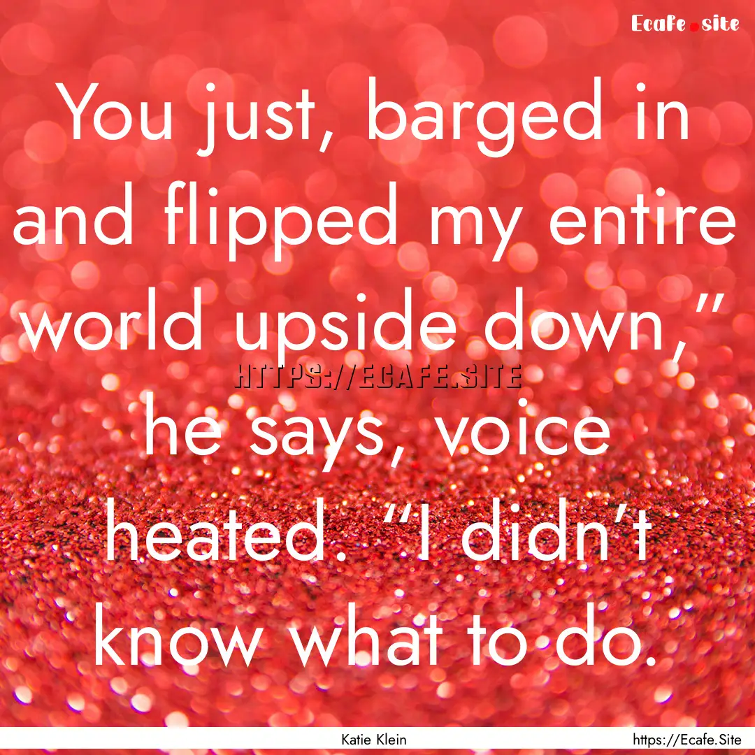 You just, barged in and flipped my entire.... : Quote by Katie Klein