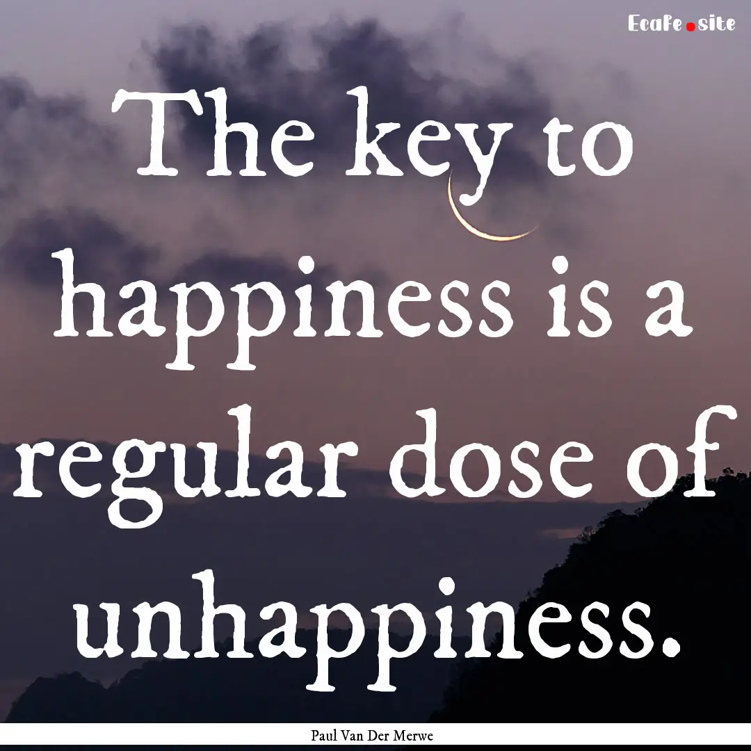 The key to happiness is a regular dose of.... : Quote by Paul Van Der Merwe