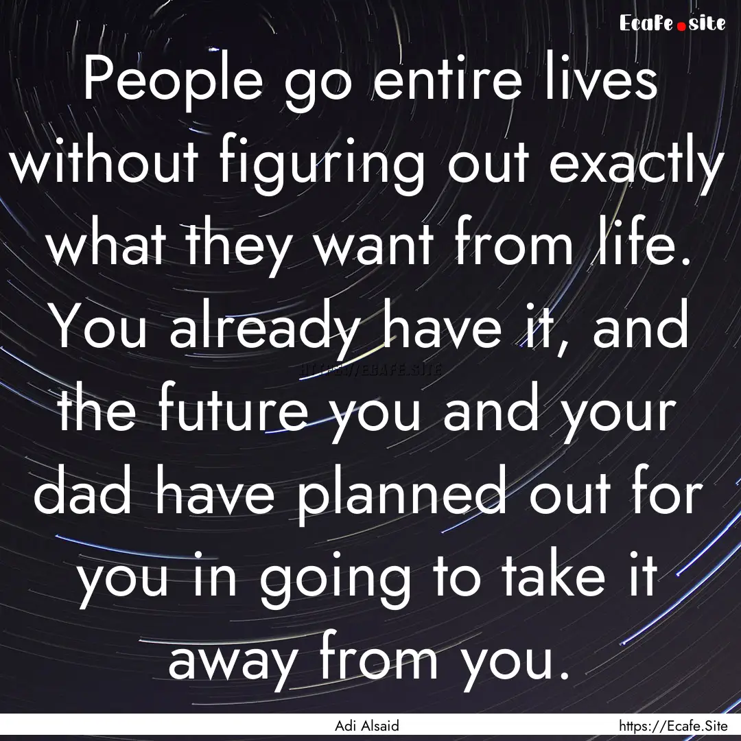 People go entire lives without figuring out.... : Quote by Adi Alsaid