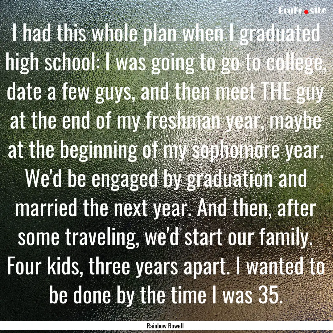 I had this whole plan when I graduated high.... : Quote by Rainbow Rowell