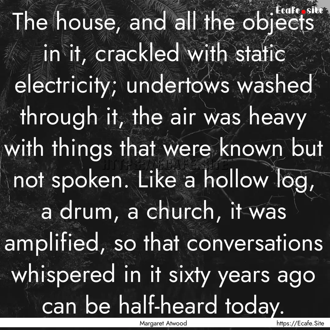 The house, and all the objects in it, crackled.... : Quote by Margaret Atwood