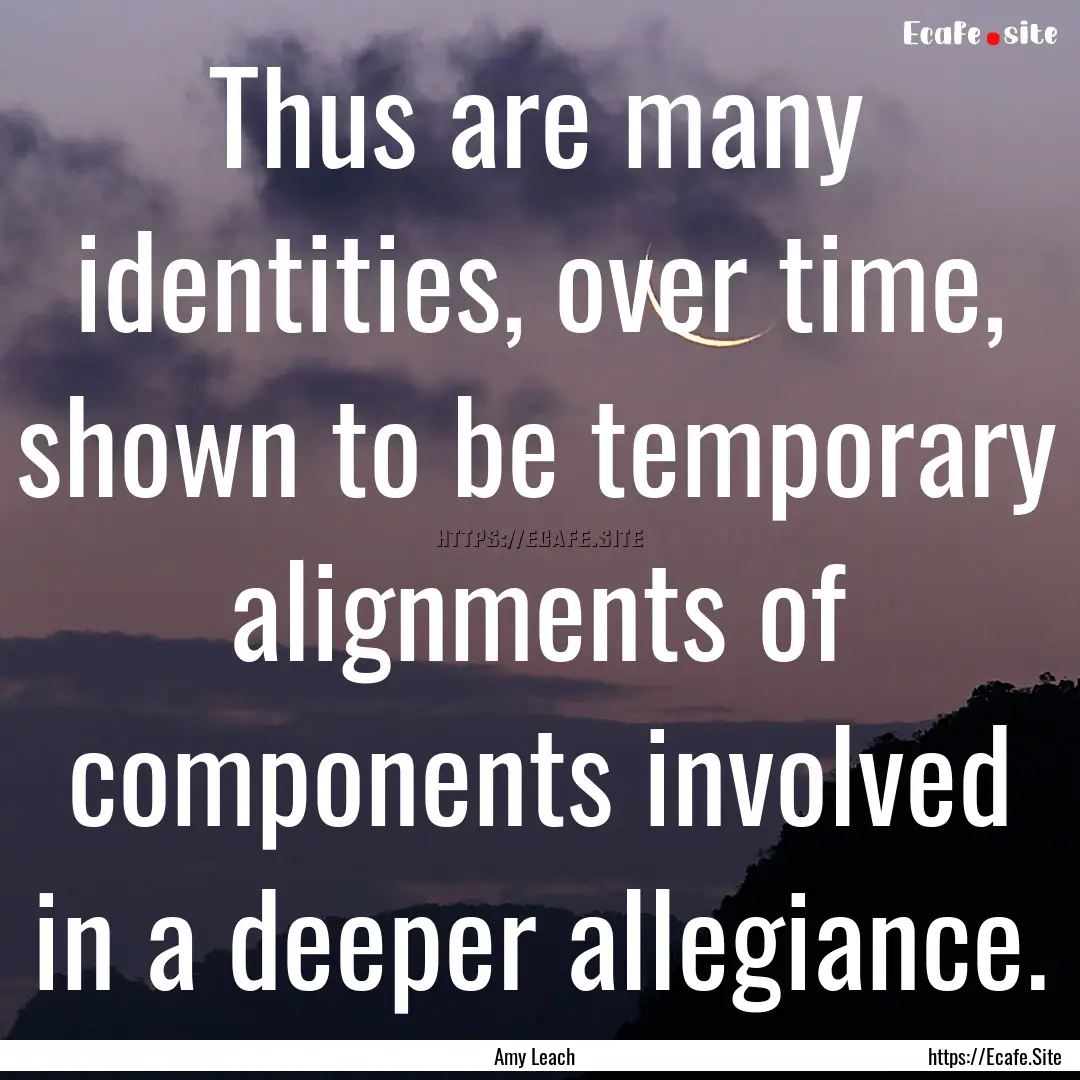 Thus are many identities, over time, shown.... : Quote by Amy Leach