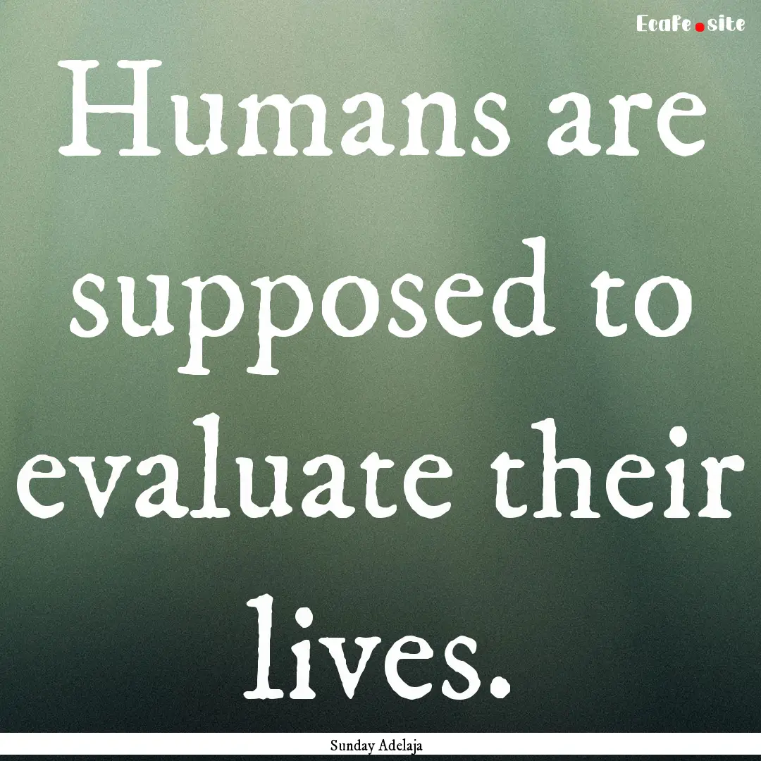 Humans are supposed to evaluate their lives..... : Quote by Sunday Adelaja