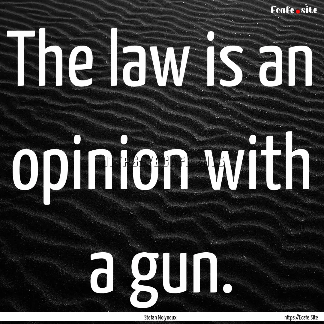 The law is an opinion with a gun. : Quote by Stefan Molyneux