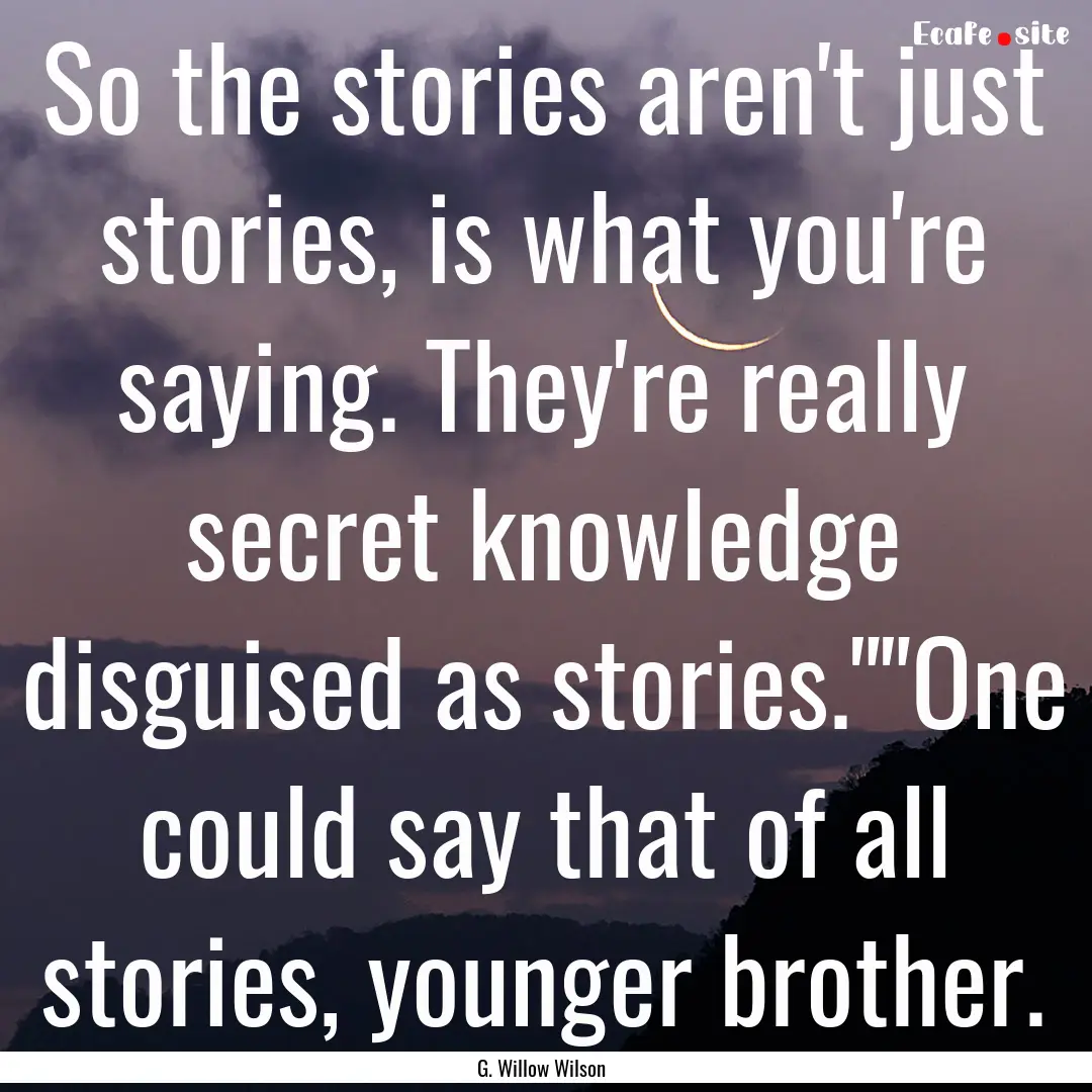 So the stories aren't just stories, is what.... : Quote by G. Willow Wilson