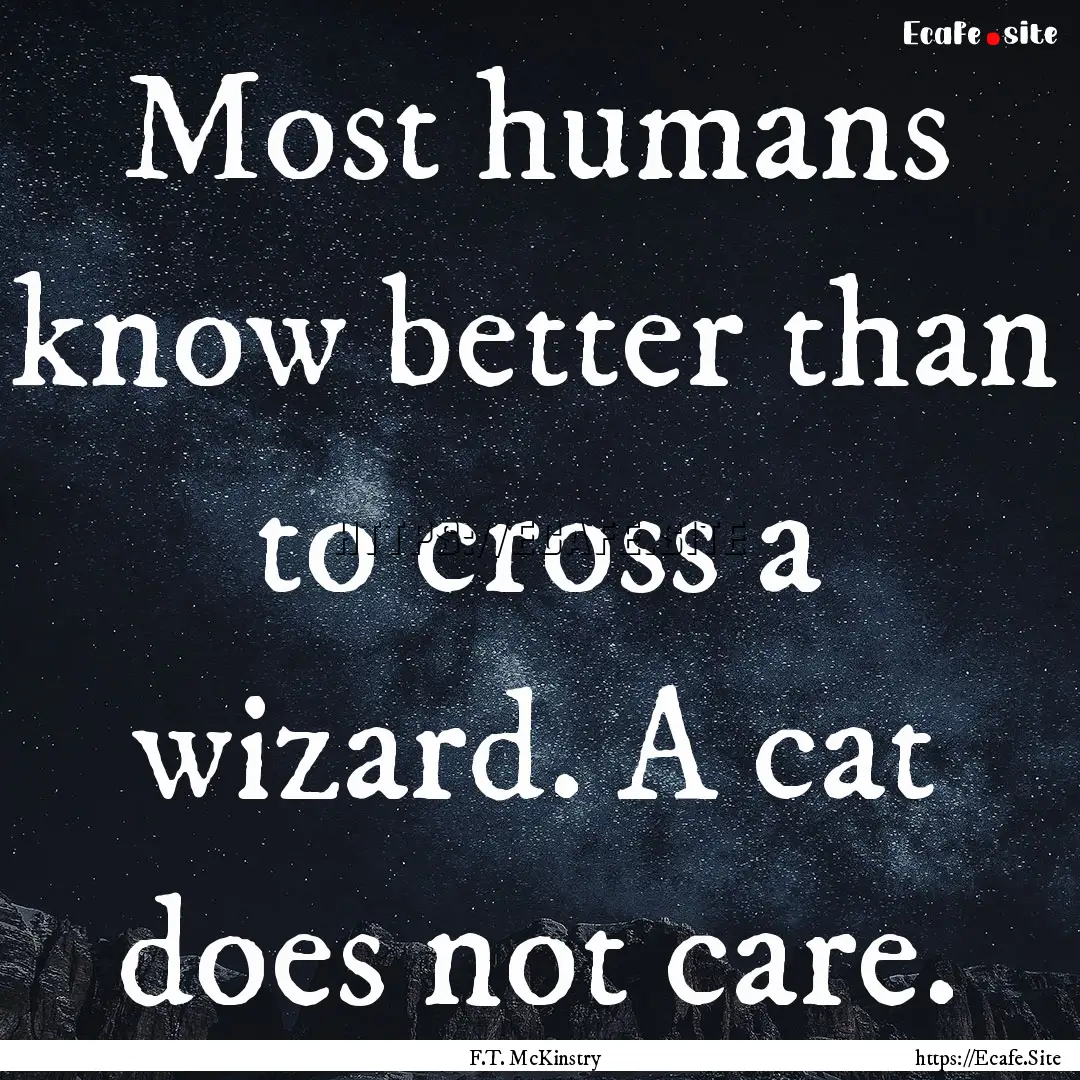 Most humans know better than to cross a wizard..... : Quote by F.T. McKinstry