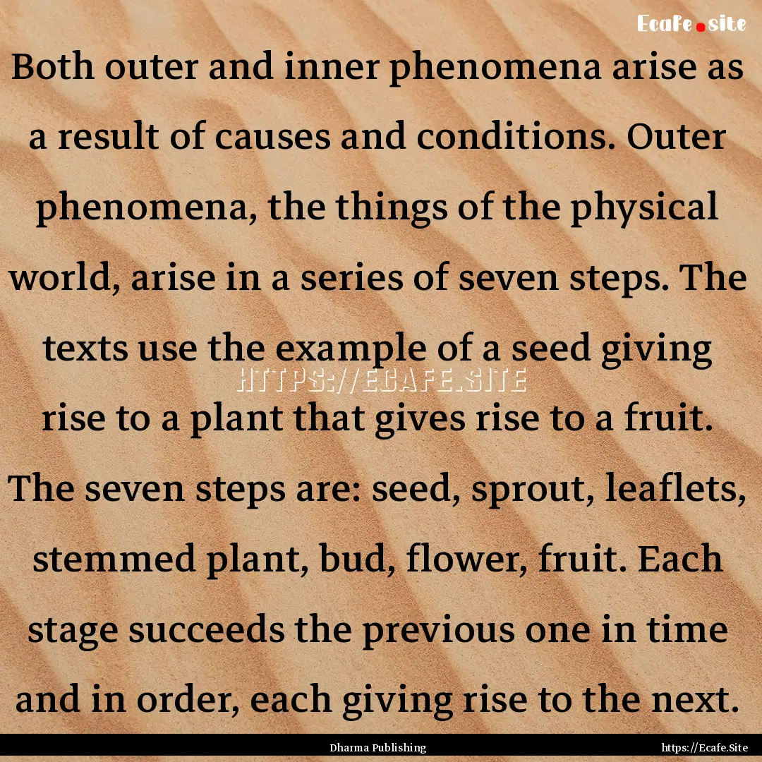 Both outer and inner phenomena arise as a.... : Quote by Dharma Publishing