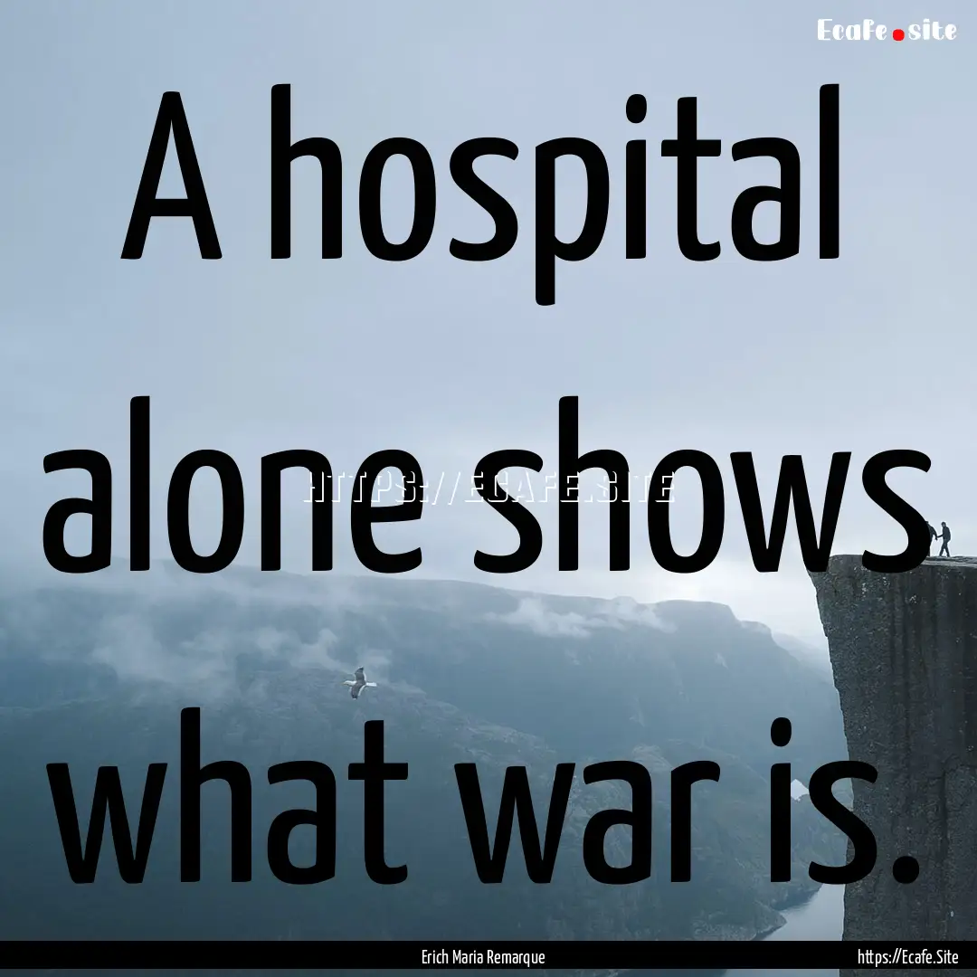 A hospital alone shows what war is. : Quote by Erich Maria Remarque