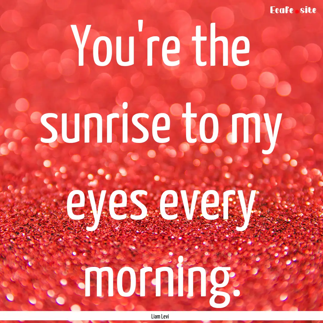 You're the sunrise to my eyes every morning..... : Quote by Liam Levi