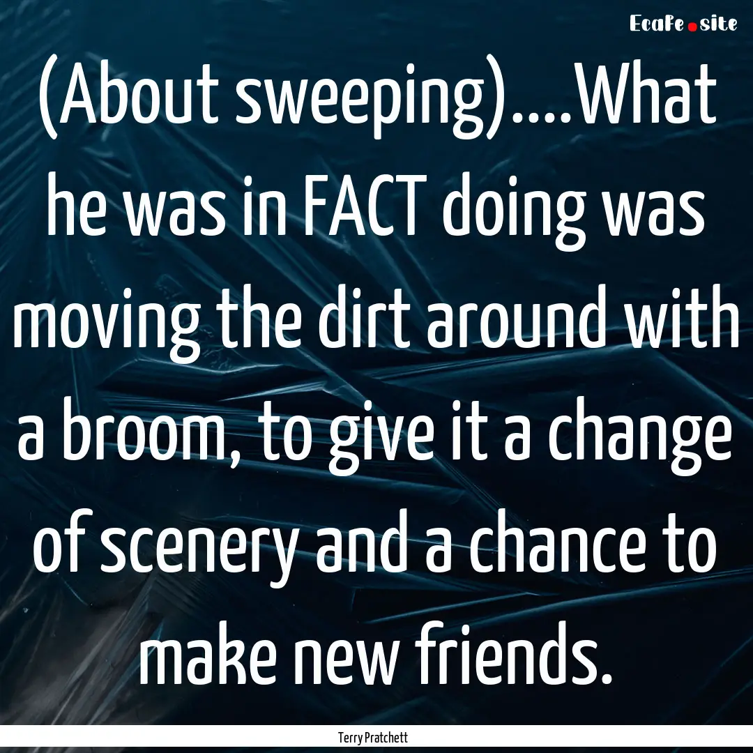 (About sweeping)....What he was in FACT doing.... : Quote by Terry Pratchett