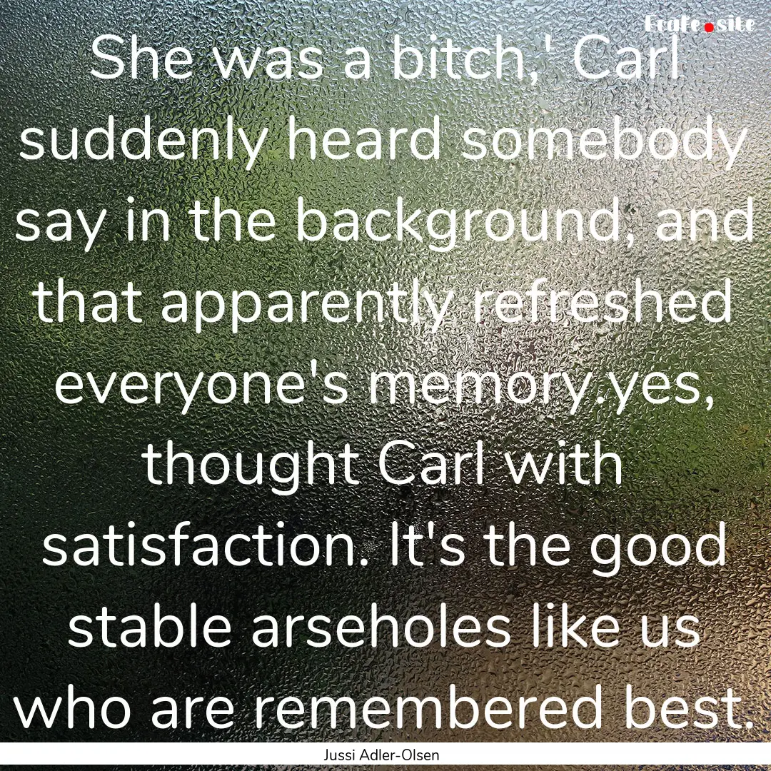 She was a bitch,' Carl suddenly heard somebody.... : Quote by Jussi Adler-Olsen